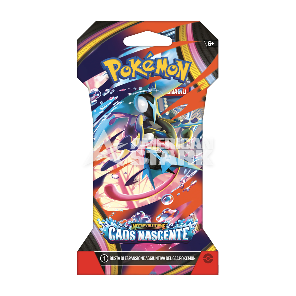 Busta Pokémon Megaevoluzione Caos Nascente Paper Sleeve – 10 Carte (IT)
