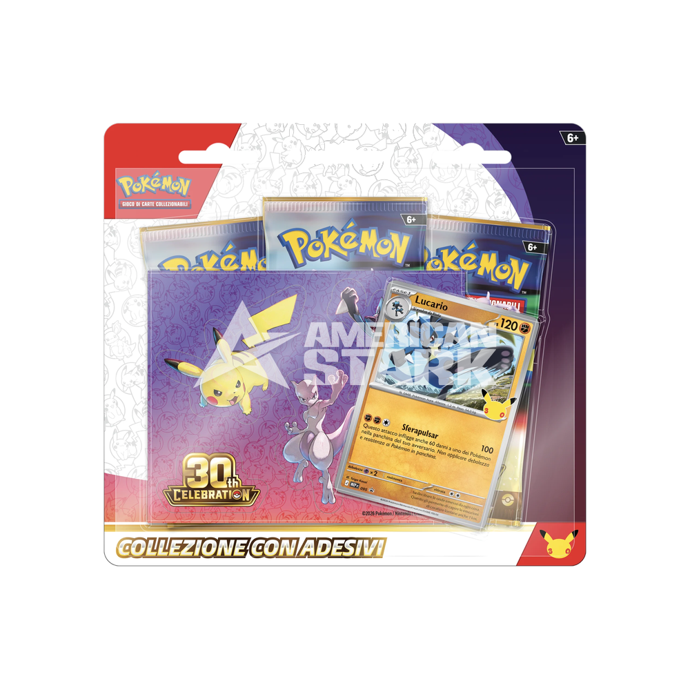 Collezione con Adesivi Pokémon 30° Anniversario Lucario (IT)