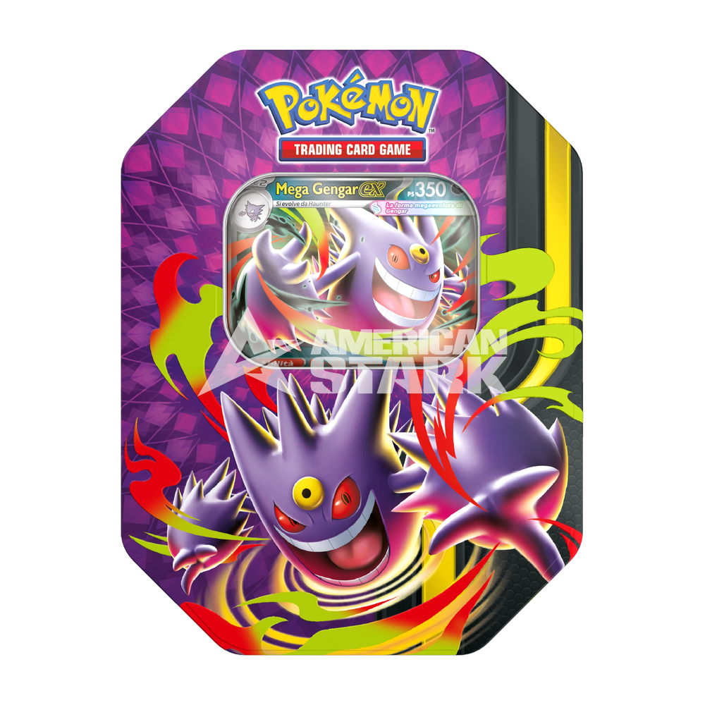 Tin Pokémon Mega Moonlit Mega Gengar-ex – 4 Buste (IT)