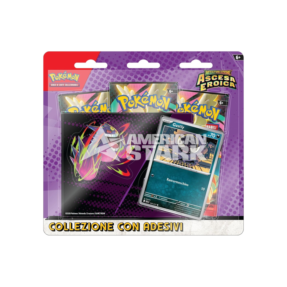 Collezione Adesivi Pokémon Ascesa Eroica Gastly – Mega Gengar (IT)